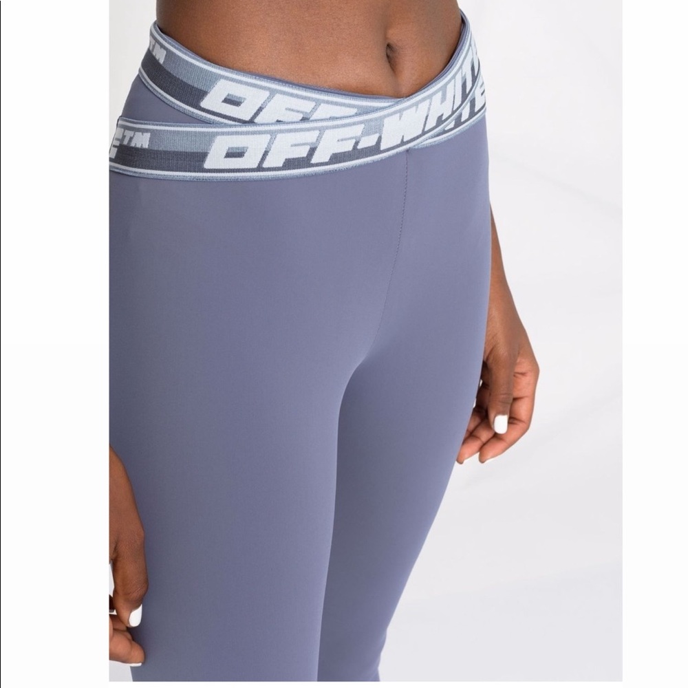 Off-White Logo Waistband Leggings in medium grey